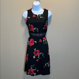 Homeyee Women’s Black and Red Sleeveless A-Line Scoop Neck Summer Dress SZ 6